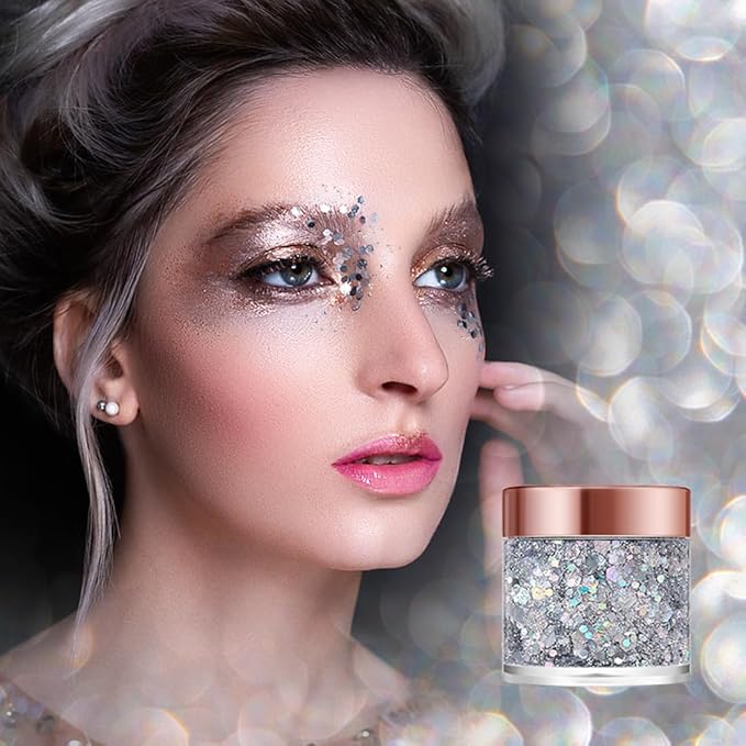 Badhare Dazzling Body Face Hair Glitter Gel 4Pack, Waterproof Sparkle for Parties, Festivals & Cosplay, Long Lasting Shimmer Makeup for Eye Shadow, Freckles & Skin, Easy Wash Off