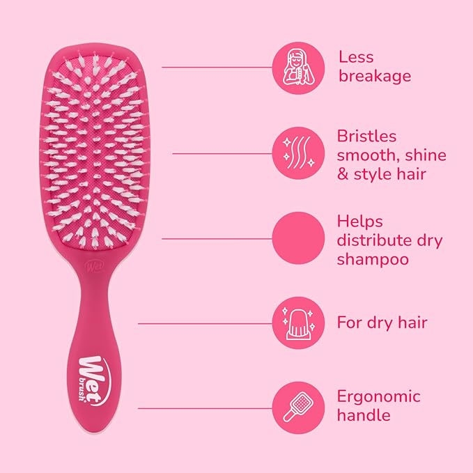 Wet Brush Smooth Styler Hair Brush, Pink Frost, Exclusive Ultra-soft IntelliFlex Bristles, Synthetic Boar Bristles, Shiny And Smooth, For All Hair Types, For Women, Men, Wet And Dry