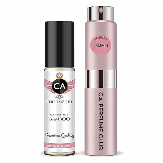 CA Perfume Duo Impression of Bamboo For Women Perfume Layering Set Long Lasting Travel Size EDP + Body Oil Roll-On Bottle 0.27 Fl Oz+0.33 Fl Oz