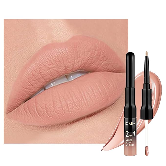 Kaely 2-in-1 Matte Lipstick and Lip Liner, Liquid Lip Stain Makeup for women Long Lasting Waterproof Smudge Proof, labiales matte mate larga duracion listip 24 hours originales, 56 Bright Nude