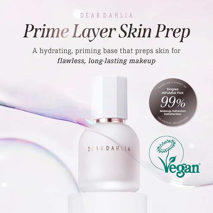 DEARDAHLIA Prime Layer Skin Prep - Vegan Makeup Primer, Lightweight & Hydrating for Long-Lasting Makeup, Smooth, Glowing Skin. Korean Base Prep. Artificial fragrance free. 1.35 oz