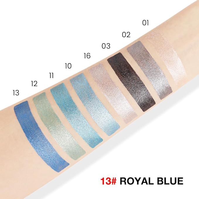 evpct Royal Blue Shimmer Cream Eye Shadow Brightener Sticks Set for Eyes, Blue Shimmery Matte Pencil Eye shadow Applicator Stick Pen Palette Makeup Waterproof sombras en crema para ojos 13#