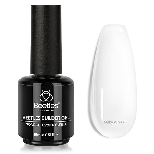 Beetles Milky White Builder Gel for Nails 7 in 1 Strengthener Gel for Nail Extension Building Nail Apex DIY at Home Beauty Gift Sets for Women,Base Coat Need
