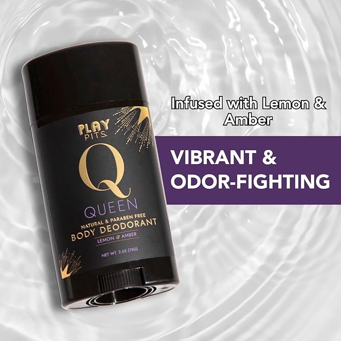 PLAY PITS - 2 Pack - Natural Deodorant - Safe for Men & Women w/Sensitive Skin - Clean, Non-Toxic, & Paraben Free – QUEEN Scent - Infused w/Essential Oils – 2.65 Oz.