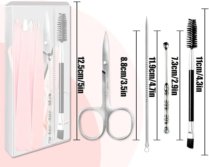 [9+1 PCS] Tweezers Kit, Tweezer for Women Facial Hair, Professional Tweezers Set, Eyebrow Tweezer, Professional Stainless Steel Eyebrow for Women &Men,Black And Pink Beauty Sets.