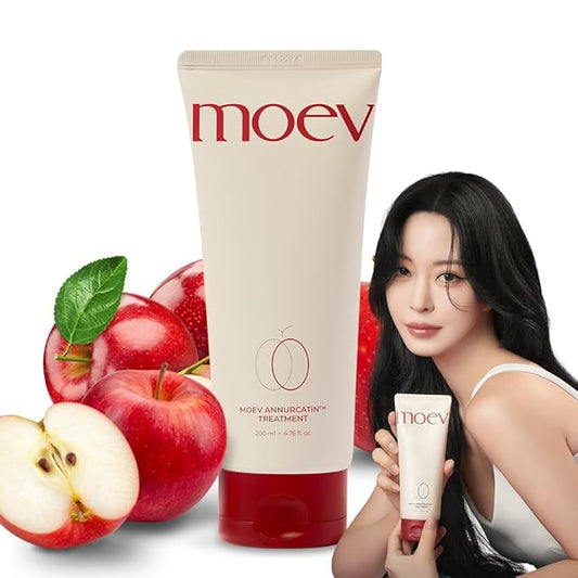 MOEV ANNURCATIN Hair Treatment Mask, Korean Wash-Off Hair Care Mask Apple Deep Damage Conditioner Sulfate-Free with Thickening Moisturizing for Damaged Thin Dry Hair, 6.76 fl.oz. (Apple & Freesia)