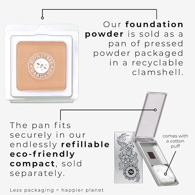 Honeybee Gardens Pressed Mineral Powder Foundation Refill, Sultana, Deep Mocha Shade, Adjustable Coverage, Natural Finish, With Botanical Extracts And Vitamin E, 7.5g
