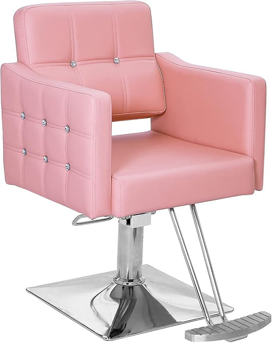 OmySalon Hair Salon Chair Hydraulic Barber Chair for Home Barbershop Pink, Braiding Chair for Hair Stylist Heavy Duty, Styling Hairdressing Beauty Spa Equipment