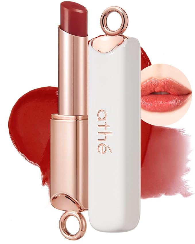 ATHÉ Authentic Lip Balm 08 LUSTY (Tinted), Lightweight Wear & Plumping Lips without Stickiness, Moisturizing & Nourishing Plant-Based Vegan Chapstick for Dry, Petrolatum Free, Cruelty-Free