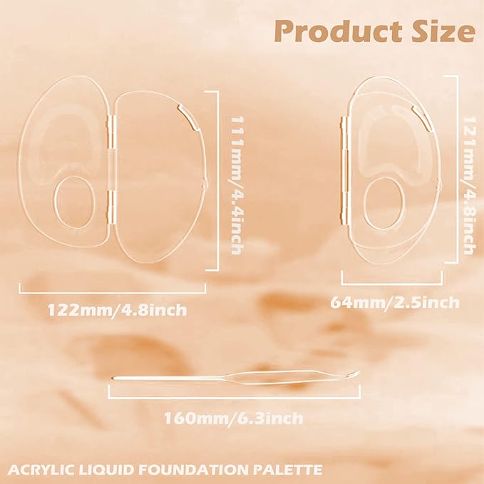 180 Degree Folding Acrylic Makeup Mixing Palette, Plastic Foundation Makeup Facial Palette with Felt Bag, Transparent Spatula Tool for Eyeshadow Liquid Foundation Cosmetic Pigment Mixing