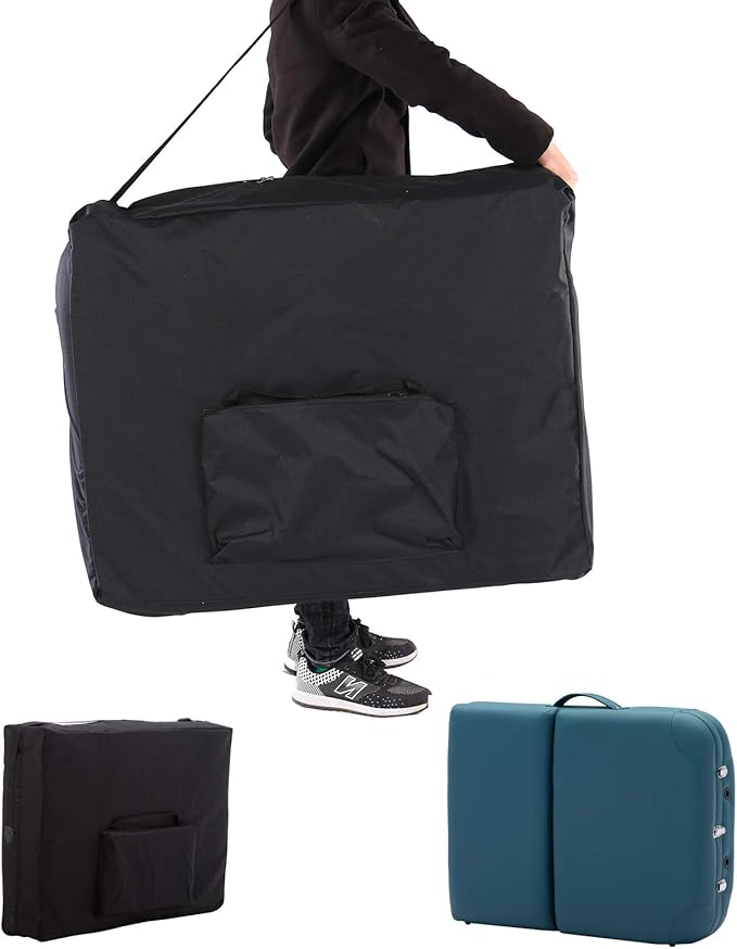 Artechworks 28" Width 3 Folding Portable Lightweight Massage Table Facial Salon Spa Tattoo Bed with Aluminium Leg for Home Office Living Room, Teal Green Color