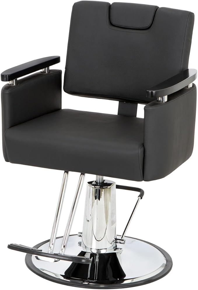 Buy-Rite Carlton Reclining All-Purpose Salon Chair - Professional Hydraulic Styling Chair for Hair, Barber, Shampoo, Threading, Waxing - Adjustable Headrest, 550 lb Lift, Black, YLG-166