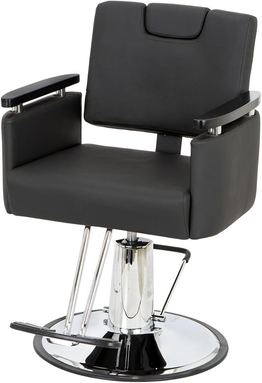 Buy-Rite Carlton Reclining All-Purpose Salon Chair - Professional Hydraulic Styling Chair for Hair, Barber, Shampoo, Threading, Waxing - Adjustable Headrest, 550 lb Lift, Black, YLG-166