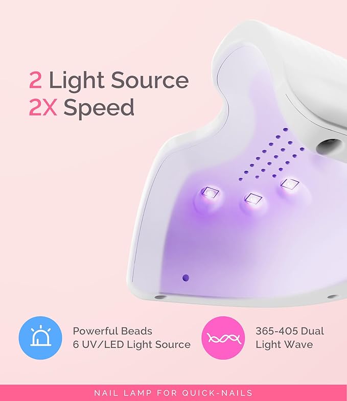 MelodySusie Small LED UV Nail Lamp with Lightweight Design, P-ART06F Nail Dryer with Simple Button Control Cures All Soft Gels at Home, Especially Half-Cured Gel, Base Coat & Top Coat White