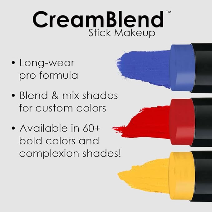 Mehron Makeup CreamBlend Stick | Face Paint, Body Paint, & Foundation Cream Makeup | Perfect for Halloween .75 oz (21 g) (Black)