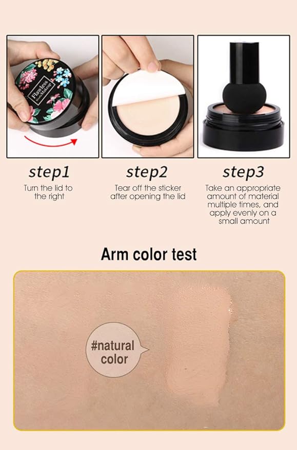 Air Cushion CC Cream Moisturizing Concealer Mushroom Head Brush Waterproof Makeup Foundation Moisture BB Cream for Women Girls (flower)