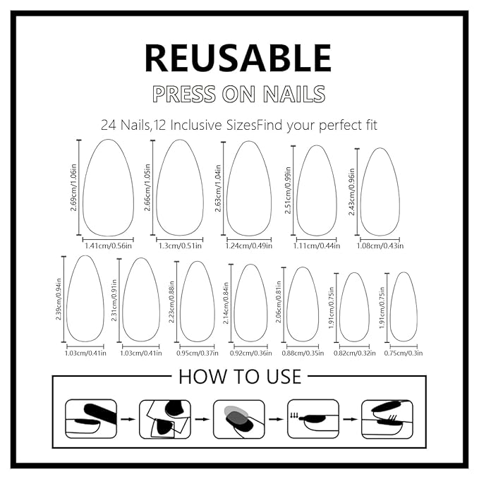 Gold Line Star Pearl Press On Nails Almond Medium, Leopard Print Designer Reusable Acrylic Nails Press Ons, Fake Nails With Glue On, Daily Wear Floral False Nails For Women