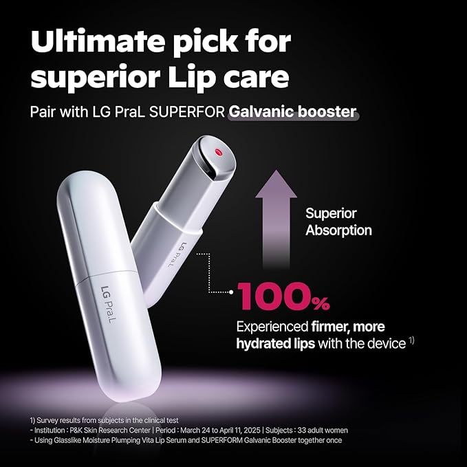 Healthy Lip Care Duo : Superform Galvanic Booster Blush Pink and GLASSLIKE Moisture Plumping Vita Lip Serum, 0.33 fl.oz