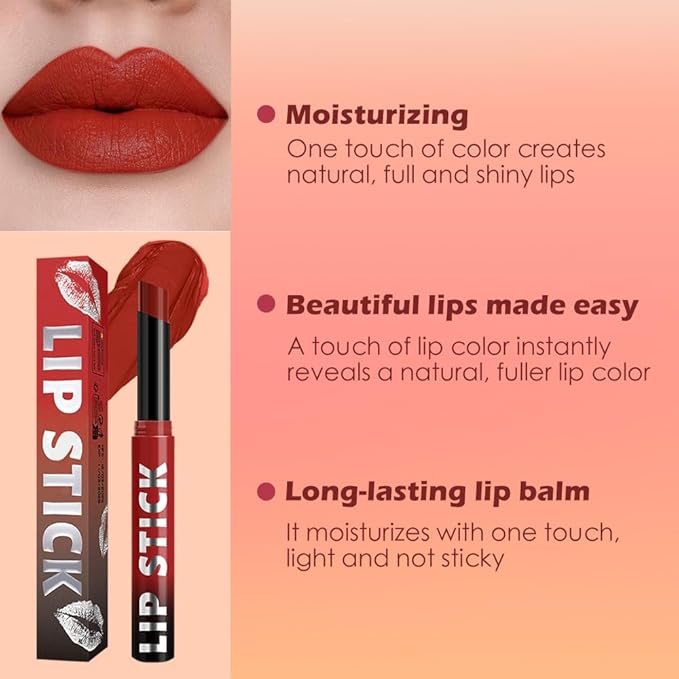 Matte Lipstick Crayon for Women, Rouge Red Lip Stick Pencil 24 Hour Long Lasting Waterproof, Non-Drying Hydrating Formula Lip Gloss Makeup, Vegan & Cruelty-Free, 06