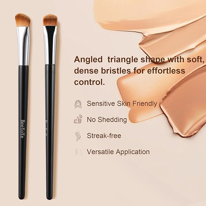Concealer Brush Under Eye Makeup Foundation Brush,Undereye Corrector Makeup Brush Under Eye Brightener Contour Blending Brush,Triangle Precise Coverage Dark Circles Concealer Makeup Brush