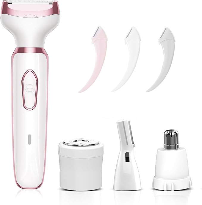 Electric Razors for Women, 4 in 1 Electric Women Shaver, Face Shavers Eyebrow Legs Armpit Bikini Area Pubic Underarms, Painless Facial Hair Removal Ladies Body Razors Set