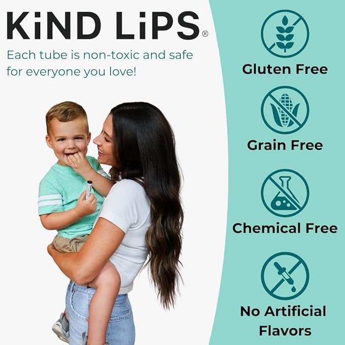 Kind Lips Strawberry Lip Balm 5-Pack - USDA Organic, Natural Lip Moisturizer for Dry Lips | Gluten-Free, Cruelty-Free