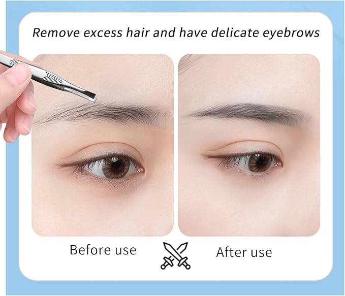 2Pcs Stainless Steel Tweezers for Women Facial Hair