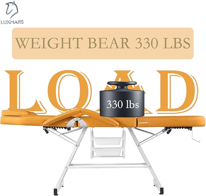 Facial Chair Massage Table 73in 3-Section Multipurpose Massage Bed Professional Tattoo Chair Salon Spa Equipment for Facial Spa Beauty Spa Salon Equipment-Orange