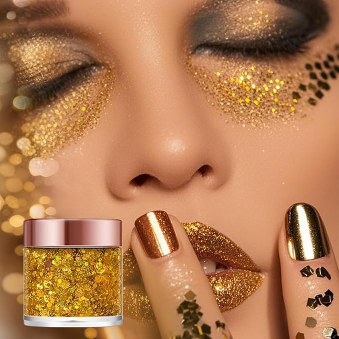 Badhare Dazzling Body Face Hair Glitter Gel 4Pack, Waterproof Sparkle for Parties, Festivals & Cosplay, Long Lasting Shimmer Makeup for Eye Shadow, Freckles & Skin, Easy Wash Off