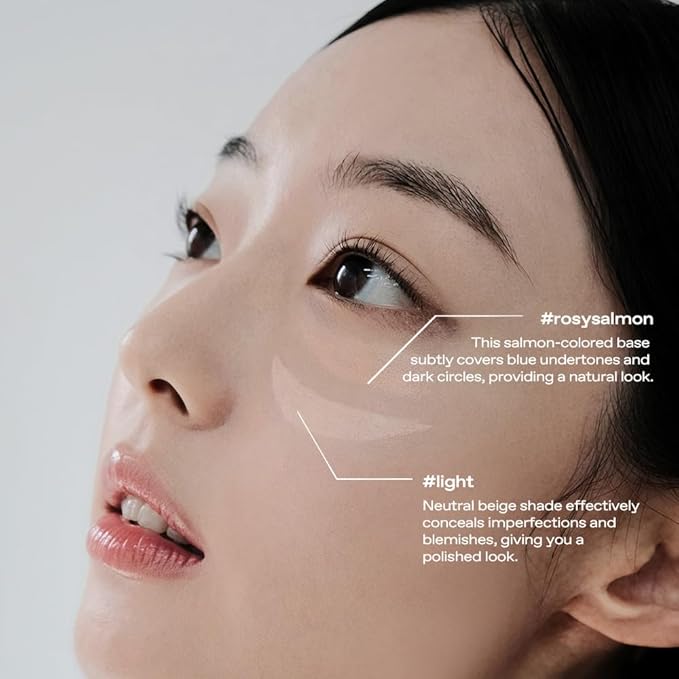 glow not dry concealer #light #rosysalmon | covers under-eye circles & blemishes | full-coverage | dual-color&use | melt-in texture | 0.4 oz | beige