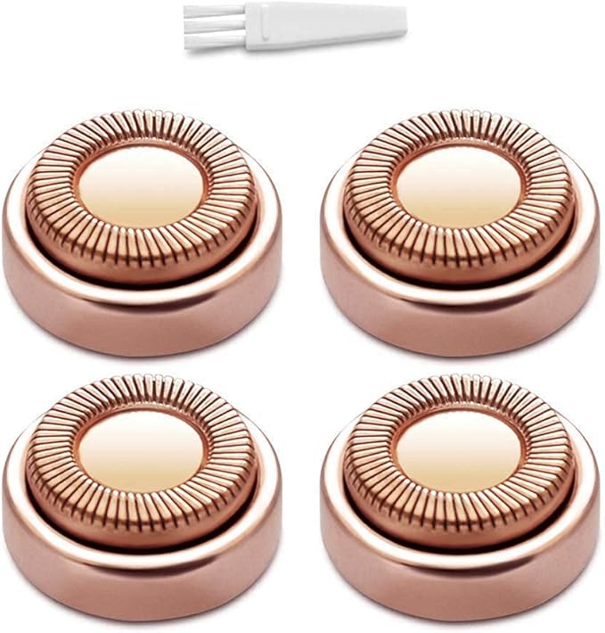Facial Hair Remover Replacement Heads, for Flawless Women Lip Soft Touch, Chin, and Cheeks Cleaning as Seen on TV 18K Gold-Plated Rose Gold 4 Count