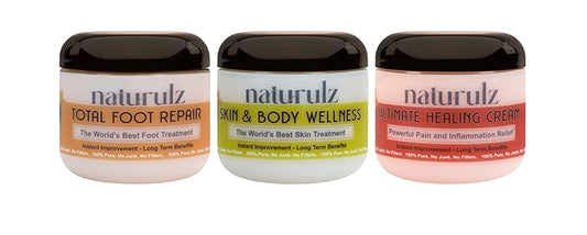 Naturulz Bundle and Save (3pc) Ultimate Healing Cream, Total Foot Repair & Skin & Body Wellness All-Natural Body Care, Plant-Based Formulas, Herbal Extracts, For Discomfort, Foot and Skin Care