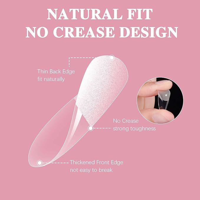 Short Almond Nail Tips, SSWSBYKE 300pcs 15 Sizes Gel Acrylic Nail Tips for Full Cover Pre-Shaped Fake Nails Tips Half Matte Press On Nails for Extension Home DIY Salon