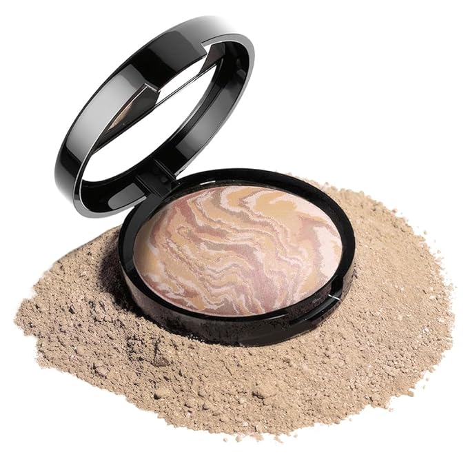 Baked Natural Correcting Pwoder Foundation Makeup, Highlighter Hybrid - Natural Finish, Waterproof Long Lasting, Demi-Matte Natural Finish, Talc-Free, Vegan, 06#