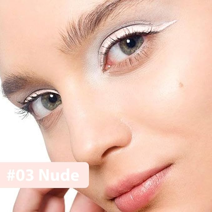 Kaely Beige White Eyeliner Pencil for Waterline, Sharpenable Multi-Use Peach Nude Gel Eyeliner, Eye Liner Waterproof Smudge proof, Smooth Eye Makeup Liners, delineador de ojos contra el agua, 03