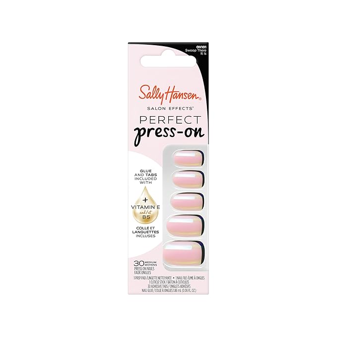 Sally Hansen Salon Effects Perfect Press-On Nails | Oval Shape | Easy to Apply, Non-Damaging | 30 Nails, Nail Glue, Adhesive Tabs, File | Swoop There It Is