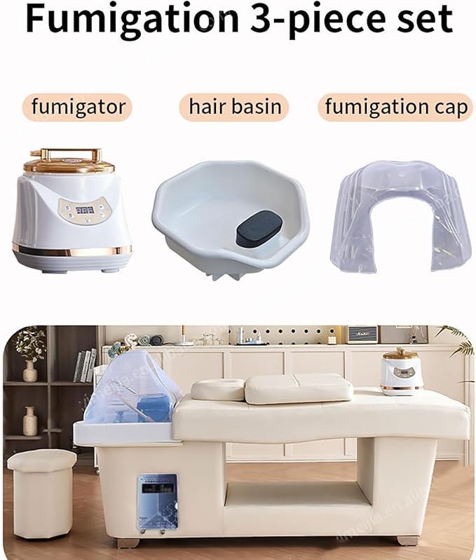 Head Spa Equipment, Massage Shampoo Bed, Supports Water Circulation｜Fumigation｜Light Therapy Massage Table for Spa Beauty Salon