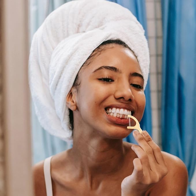 Twin Line Eco Floss Picks (220 Count) - Plant-Based Straw Wheat Floss Sticks with Travel Case | 2X More Effective Cleaning-Compostable Tooth Flossers, Thin & Shred Resistant Thread |