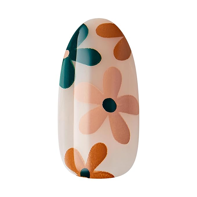 KISS imPRESS No Glue Mani Press-On Nails, Design, 'As It Was', Neutral/green, Medium Size, Almond Shape, Includes 30 Nails, Prep Pad, Instructions Sheet, 1 Manicure Stick, 1 Mini File