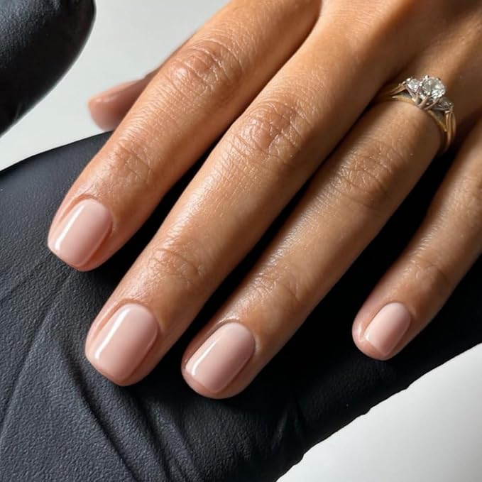 48Pcs Nude Pink Press on Nails Short Square Fake Nails, Glue on Gel Nails Press ons, Acrylic Nail Stick on False Nail for Women, Natural Handmade Thick Extra Short Nail Small Petite