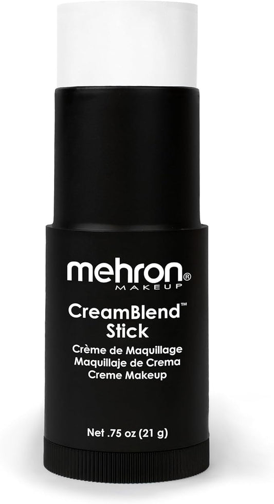 Mehron Makeup CreamBlend Stick | Face Paint, Body Paint, & Foundation Cream Makeup | Perfect for Halloween .75 oz (21 g) (White)