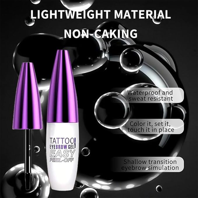 Peel Off Tattoo Brow Tint Gel - 2pcs Black Eyebrow Kit, Waterproof, Transfer-Proof & Sweatproof, Quick Peel Formula for Natural Fuller Brows, Mother’s Day Gifts for Women All Skin Types
