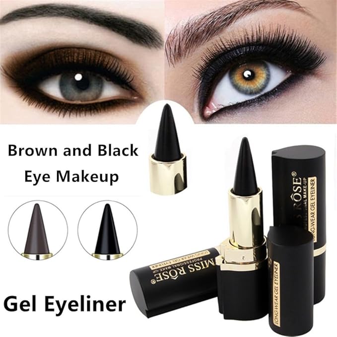 Go Ho Black and Brown Gel Eyeliner Stick, Soft and Smooth Black Eyeliner Makeup for Women, Easy Apply and Remove