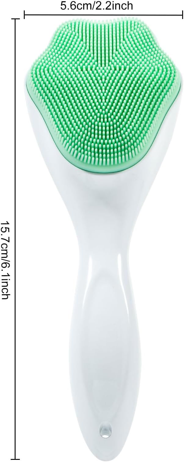 Silicone Face Scrubber Exfoliating Brush, 2 Pack Manual Handheld Facial Cleansing Brush Blackhead Scrubber, Soft Bristles Waterproof for Face Skincare,Green