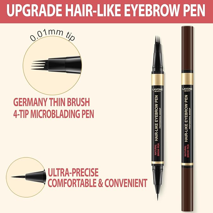 Eyebrow Pencil Kit, with Microblading Eyebrow Pen, Eyebrow Gel, Eyeliner, Eyebrow Brush, Eyebrow Pencils for Women, Waterproof, Smudge Proof, Long Lasting Makeup Formula - Taupe