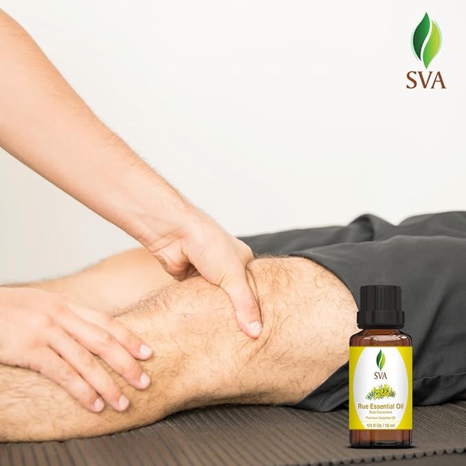 SVA Rue Essential Oil – 1/3 Fl Oz – 100% Natural Rue Oil - for Diffuser, Hair Care, Face, Skin Care, Aromatherapy, Scalp and Body Massage, Soap and Candle Making