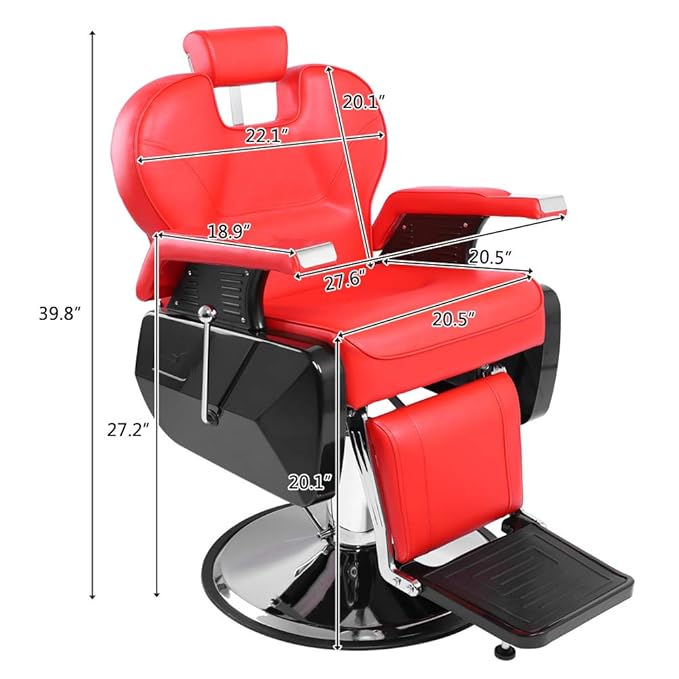 OmySalon All Purpose Hydraulic Barber Chair Recline 360 Degree Swivel Height Adjustable Heavy Duty Hairdresser Chair Beauty Salon Spa Tattoo Styling Equipment