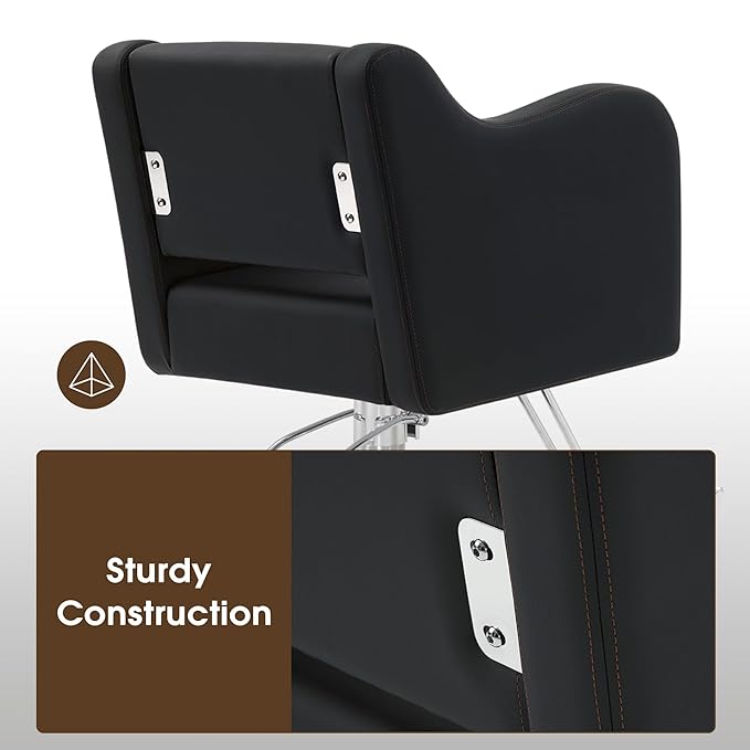 BarberPub Classic Salon Chair for Hair Stylist,Hydraulic Barber Styling Chair,Beauty Salon Spa Equipment 3802 (Black)