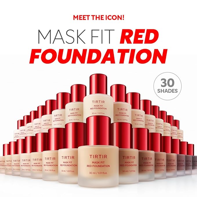 TIRTIR Mask Fit Red FoundationㅣLong Lasting Flawless Coverage, Energy Essence, Lightweight, Hydrating, Pore-Blurring, Breathable Satin Finish, Makeup, Radiant Skin, #37N Peanut, 1.01 Fl Oz
