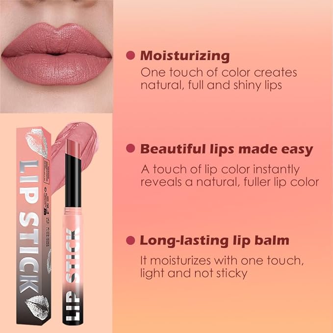 Matte Lipstick Crayon for Women, Pink Nude Lip Stick Pencil 24 Hour Long Lasting Waterproof, Non-Drying Hydrating Formula Lip Gloss Makeup, Vegan & Cruelty-Free, 01